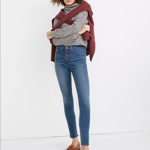 MADEWELL 10" High-Rise Skinny JeansButton-Front TENCEL™ Denim Edition - Picture 1 of 5